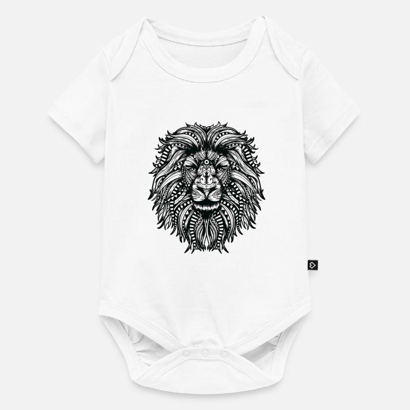 Lion Mandala avec crinière de lion - Body à manches courtes Premium Bébé - blanc
