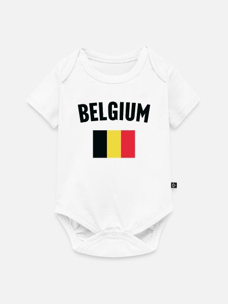 Belgische Flagge - Baby Premium Kurzarmbody - Weiß