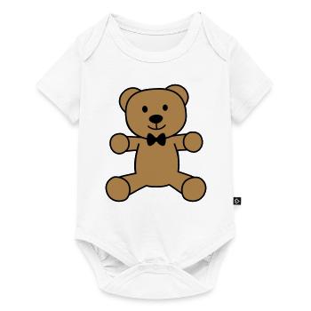 ours en peluche avec noeud papillon - Body à manches courtes Premium Bébé - blanc - Devant