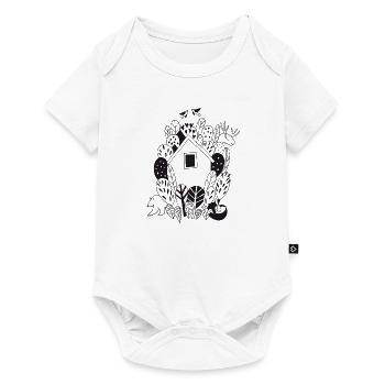 Haus und Tiere im Wald Naturliebe Geschenk - Baby Premium Kurzarmbody - Weiß - Vorne