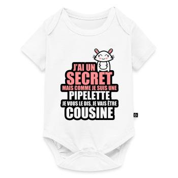 un secret je suis pipelette je vais être cousine - Body à manches courtes Premium Bébé - blanc - Devant