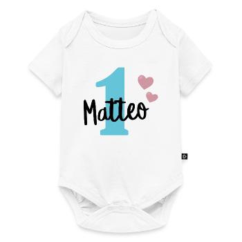 Matteo Vorname 1 Jahr Baby 1. Geburtstag Geschenk - Baby Premium Kurzarmbody - Weiß - Vorne