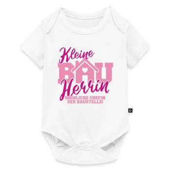 Kleine Bauherrin Spruch Baustelle Hausbau Mädchen - Baby Premium Kurzarmbody - Weiß - Vorne