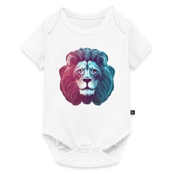 Futuristic Colored Neon Lion Lion's Head - Baby Premium short-sleeve bodysuit - white - Front