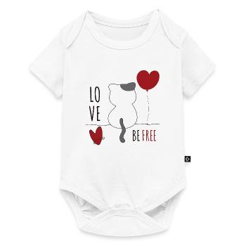Chat avec coeur Chat amour animal Chats - Body à manches courtes Premium Bébé - blanc - Devant