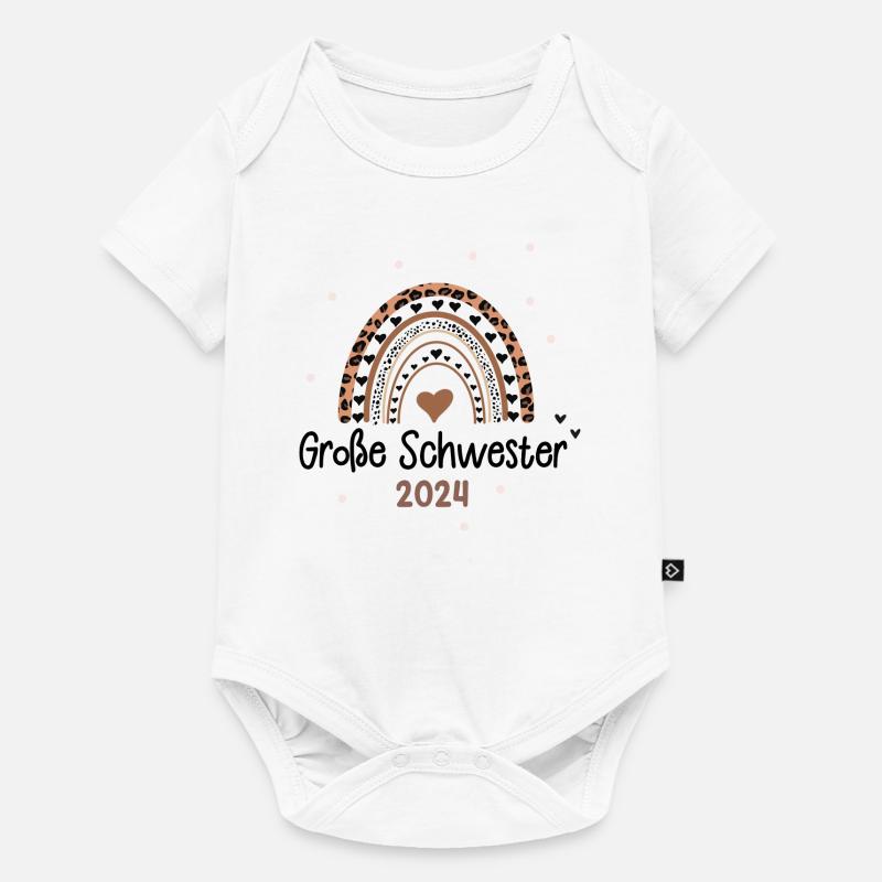 Große Schwester 2024 Herz Regenbogen - Baby Premium Kurzarmbody - Weiß