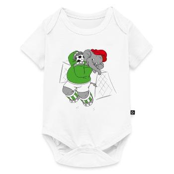Benjamin Blümchen als Fußballtorwart - Baby Premium Kurzarmbody - Weiß - Vorne