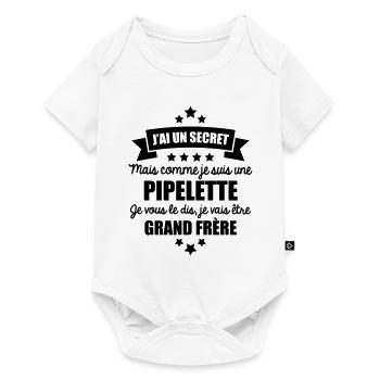 j'ai un secret je suis une pipelette grand frère - Body à manches courtes Premium Bébé - blanc - Devant