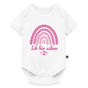 2. Geburtstag Mädchen Regenbogen Ich bin schon 2 - Baby Premium Kurzarmbody - Weiß - Vorne