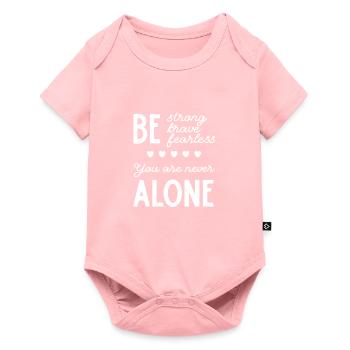 Christliches Design sei stark, mutig, furchtlos. Du - Baby Premium Kurzarmbody - Rosa - Vorne