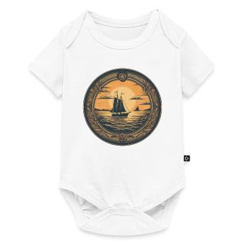 Voilier au coucher du soleil - Body à manches courtes Premium Bébé - blanc - Devant
