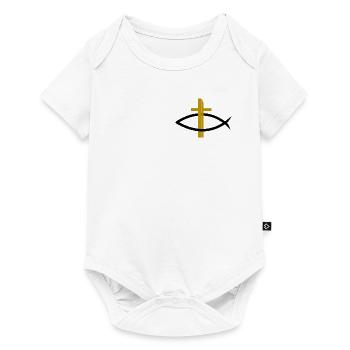 Itchys Christianity fish with golden cross - Baby Premium short-sleeve bodysuit - white - Front