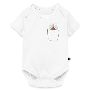 Poche poitrine avec fleur blanche - Body à manches courtes Premium Bébé - blanc - Devant