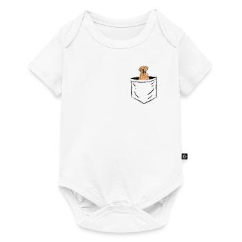 Dog in chest pocket for dog owners with Labrador - Baby Premium short-sleeve bodysuit - white - Front