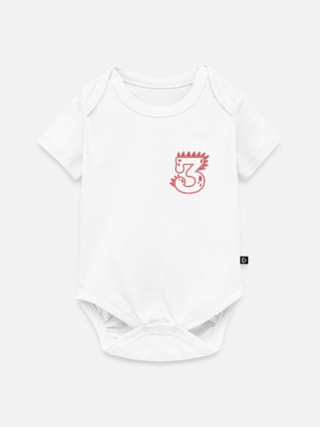 Zahl 3 - Baby Premium Kurzarmbody - Weiß