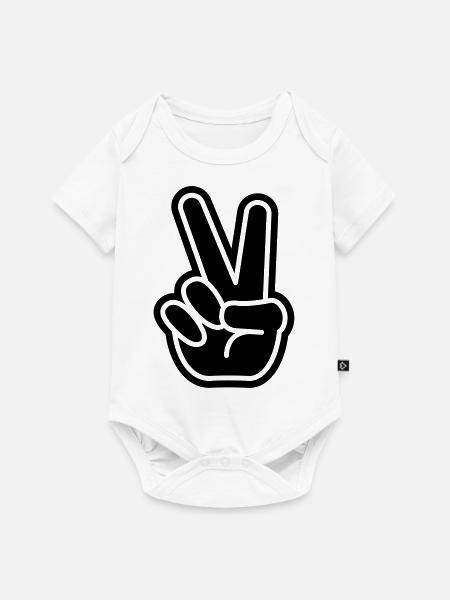 PEACE - Baby Premium Kurzarmbody - Weiß