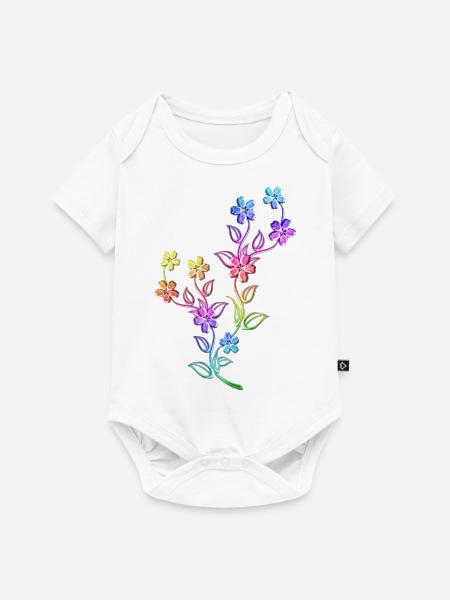 Blumen bunt bunte Blumenranke Blume - Baby Premium Kurzarmbody - Weiß