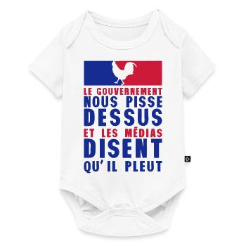 gouvernement pisse dessus media pleut - Body à manches courtes Premium Bébé - blanc - Devant