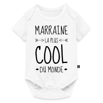 Parrain / Marraine / Filleule / Filleul - Body à manches courtes Premium Bébé - blanc - Devant