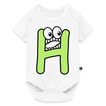 H - letter H with eyes 👀 - Baby Premium short-sleeve bodysuit - white - Front