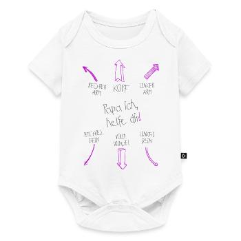 Baby Body Papa ich helfe dir, für Mädchen - Baby Premium Kurzarmbody - Weiß - Vorne