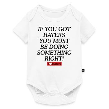 Graphique de citation Haters - Body à manches courtes Premium Bébé - blanc - Devant