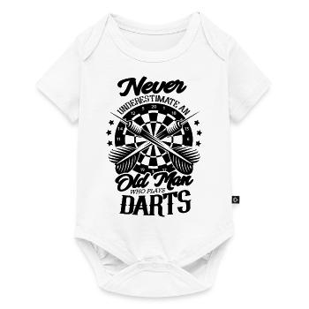 Never underestimate an old darts player - Baby Premium short-sleeve bodysuit - white - Front
