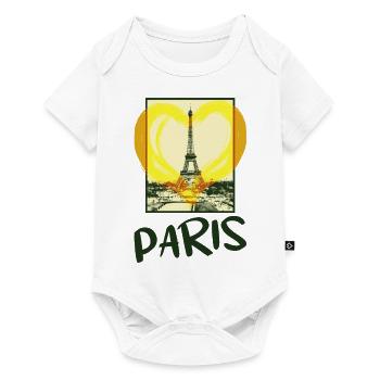 Paris Frankreich Stadt Skyline Herz Liebe Heimat - Baby Premium Kurzarmbody - Weiß - Vorne