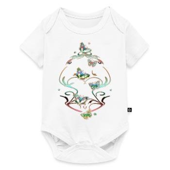 Papillons Vrilles Ornements Motifs - Body à manches courtes Premium Bébé - blanc - Devant
