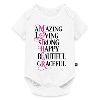 Mother, amazing, loving, strong, happy, beautiful - Body à manches courtes Premium Bébé - blanc - Devant
