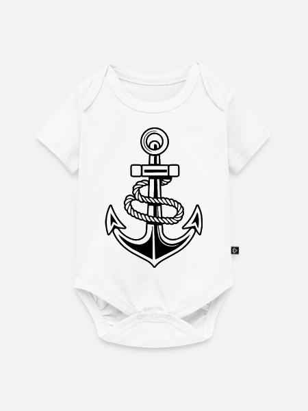 Anker Boot Schiff Nautik - Baby Premium Kurzarmbody - Weiß