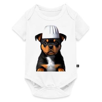 Chiot Rottweiler Restaurateur Chiens Chien de cuisine - Body à manches courtes Premium Bébé - blanc - Devant