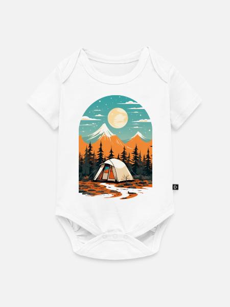 Retro Camping Design - Baby Premium Kurzarmbody - Weiß