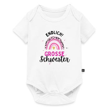 Ich werde Große Schwester 2024 Loading Eule Herz - Baby Premium Kurzarmbody - Weiß - Vorne