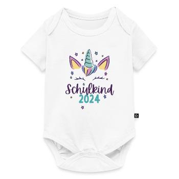 Schulkind 2024 Einhorn 1. Klasse Herz Einschulung - Baby Premium Kurzarmbody - Weiß - Vorne