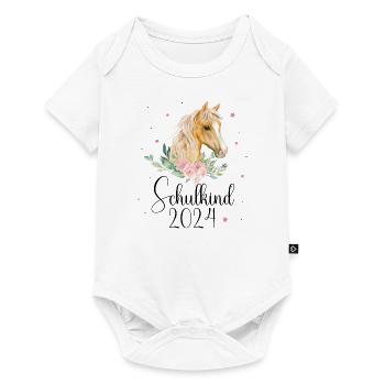 Schulkind 2024 Pferd 1. Klasse Stern Einschulung - Baby Premium Kurzarmbody - Weiß - Vorne