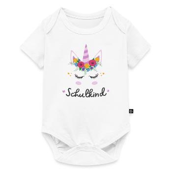 Schulkind 2024 Einhorn Schule 1 Klasse Einschulung - Baby Premium Kurzarmbody - Weiß - Vorne