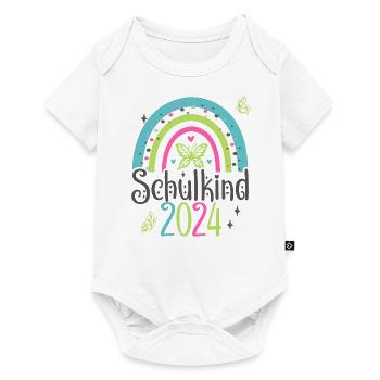 Schulkind 2024 Mädchen Regenbogen Einschulung 2024 - Baby Premium Kurzarmbody - Weiß - Vorne