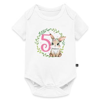 Geburtstag 5 Hase Waldtier Mädchen Fünf 5 Jahre al - Baby Premium Kurzarmbody - Weiß - Vorne