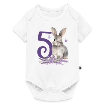 Geburtstag 5 Hase Waldtier Mädchen Fünf 5 Jahre al - Baby Premium Kurzarmbody - Weiß - Vorne