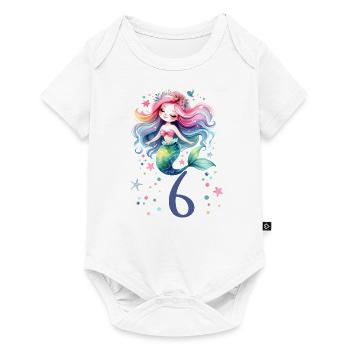 Geburtstag 6 Meerjungfrau Mädchen Sechs 6 Jahre al - Baby Premium Kurzarmbody - Weiß - Vorne