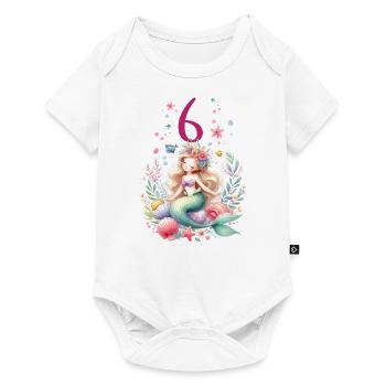 Geburtstag 6 Meerjungfrau Mädchen Sechs 6 Jahre al - Baby Premium Kurzarmbody - Weiß - Vorne