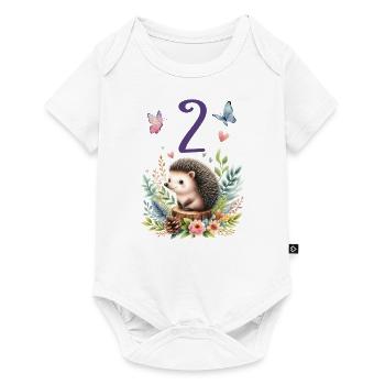 Geburtstag 2 Igel Waldtier Mädchen Zwei 2 Jahre al - Baby Premium Kurzarmbody - Weiß - Vorne