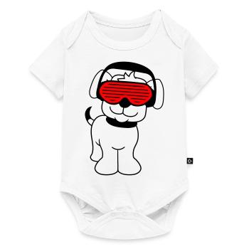 Cool Cute DJ Dog Pet Puppy Party Music - Baby Premium short-sleeve bodysuit - white - Front