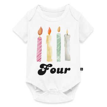 4e anniversaire bougie - Body à manches courtes Premium Bébé - blanc - Devant