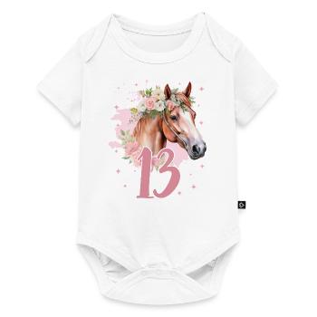 Geburtstag 13 Mädchen Pferd Reiten Stall Dreizehn - Baby Premium Kurzarmbody - Weiß - Vorne