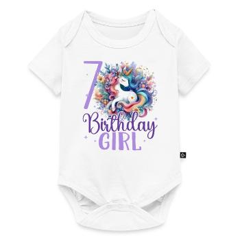 Geburtstag 7 Einhorn Siebter Geburtstag Mädchen 7 - Baby Premium Kurzarmbody - Weiß - Vorne