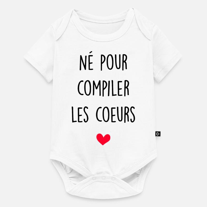 Né pour compiler les coeurs - Body à manches courtes Premium Bébé - blanc
