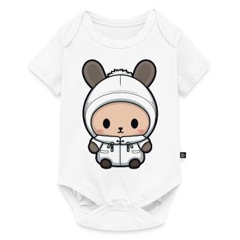 Lapin Hiver Bande Dessinée Mignon - Body à manches courtes Premium Bébé - blanc - Devant