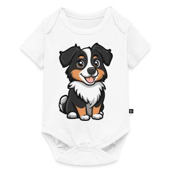Australian Shepherd Dog Comic Cute - Baby Premium short-sleeve bodysuit - white - Front